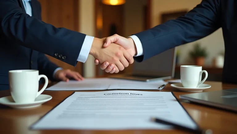 عکس شاخص راهنمای ثبت شرکت تضامنی دو مرد درحال دست دادن