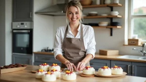 جواز کسب مشاغل خانگی یک خانم درحال پخت کیک برای کسب و کار خود در منزل