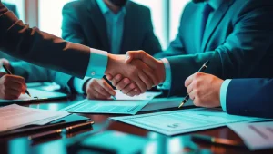 عده ای در حال ثبت قرارداد شرکت مدنی