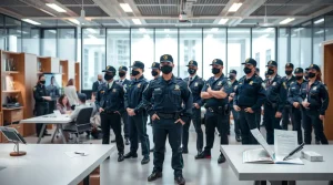 ثبت شرکت حفاظتی تعدادی از محافظان در حال دریافت دستور کار