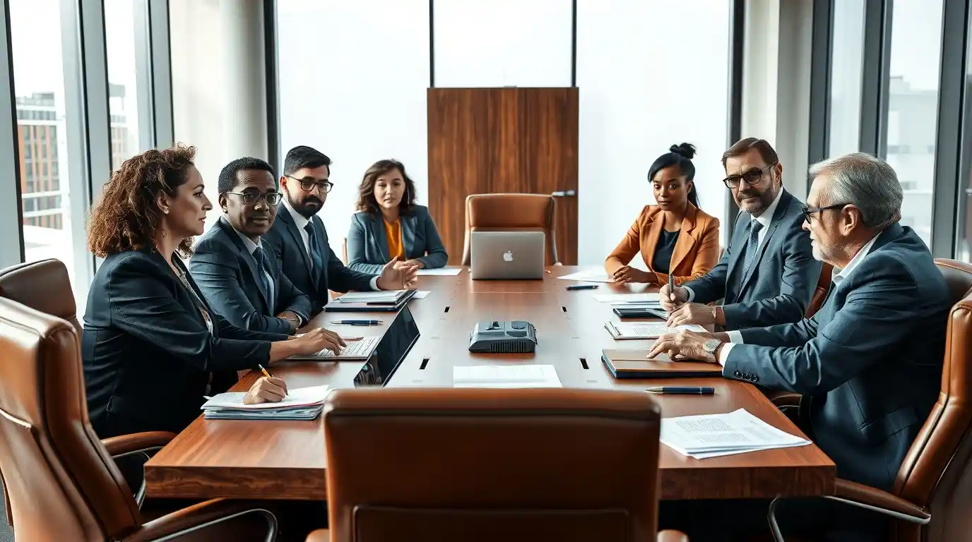 حقوق غیرمالی سهامداران در شرکت تجاری تصویر تعدادی از سهامداران یک شرکت که در جلسه ای گرد هم آمدند