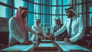 اخذ جواز تاسیس در دبی اشخاص در شرکت در حال امضای قرارداد ها و توافق نامه ها