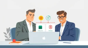 سهام ممتاز چیست؟
تصویر دوتا سهامدار که پشت لپ تاپ نشسته اند