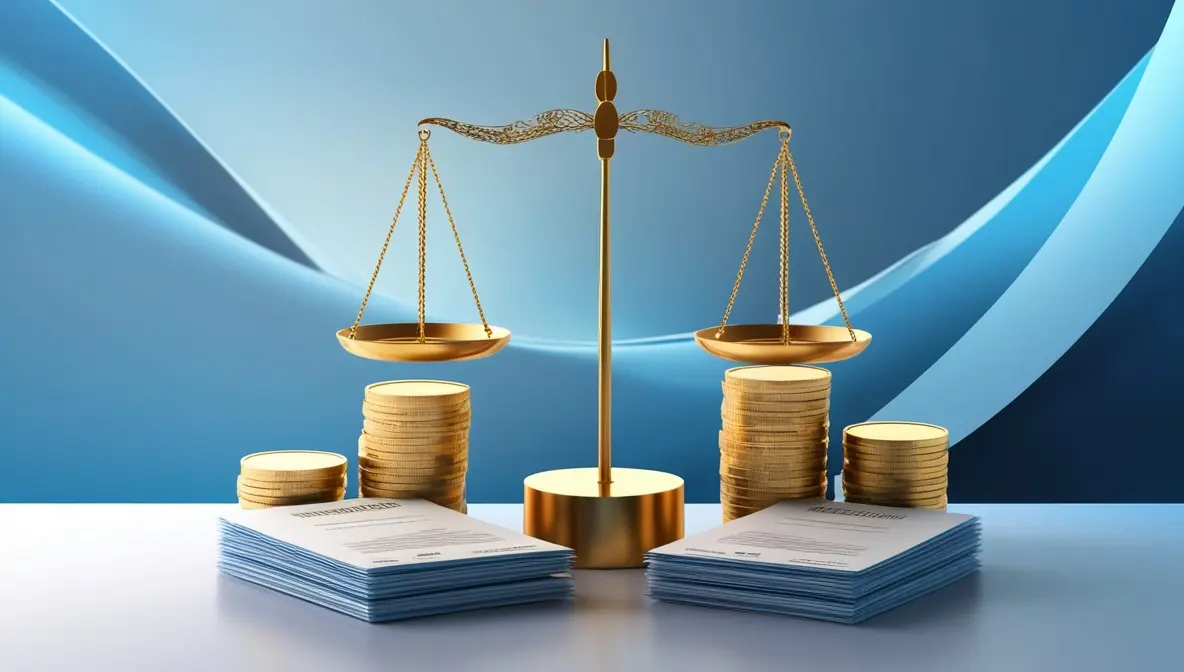 معافیت مالیاتی شرکت ها تصویر ترازو عدالت و برگه و سکه