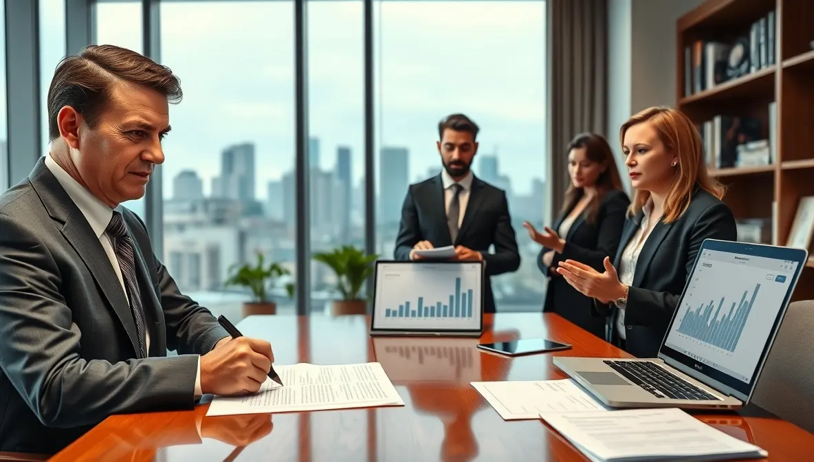 تصویر چند نفر در شرکت درحال پذیره نویسی