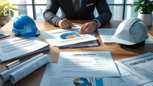 ثبت شرکت تاسیساتی تصویر یک مرد پشت میز به همراه دوتا کلاه مهندسی