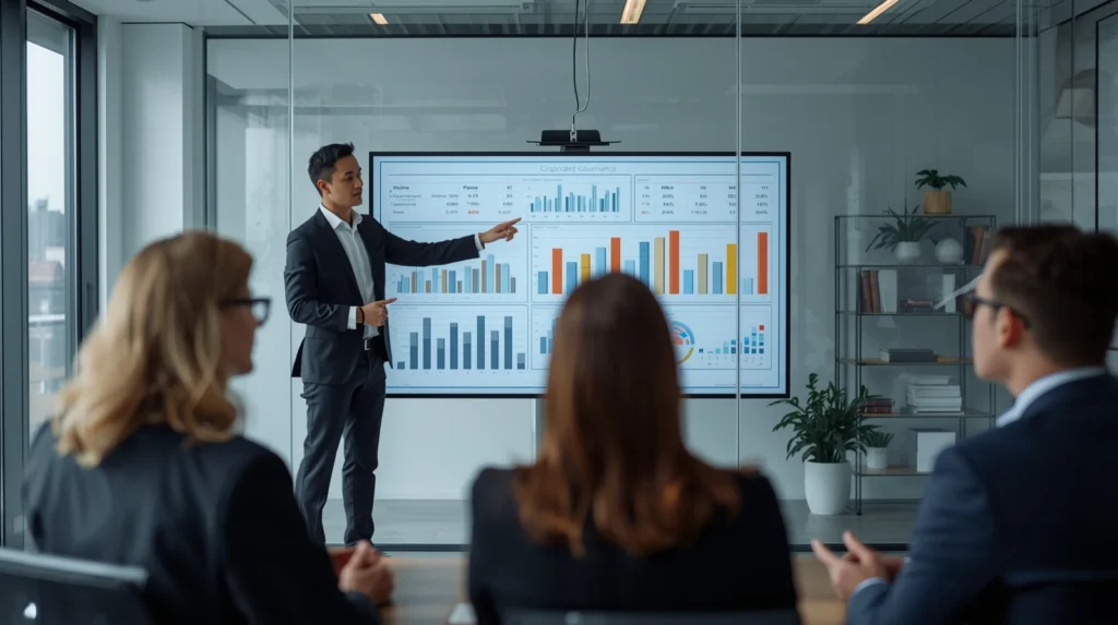 یک آقا در حال گزارش دادن