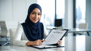 تصویر یک خانم در مطلب ثبت شرکت دکوراسیون داخلی در حال نشان دادن برگه قرار داد