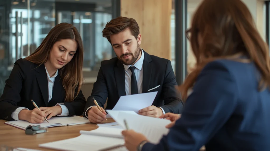 چند شریک در حال صحبت ثبت تغییرات شرکت با مسئولیت محدود