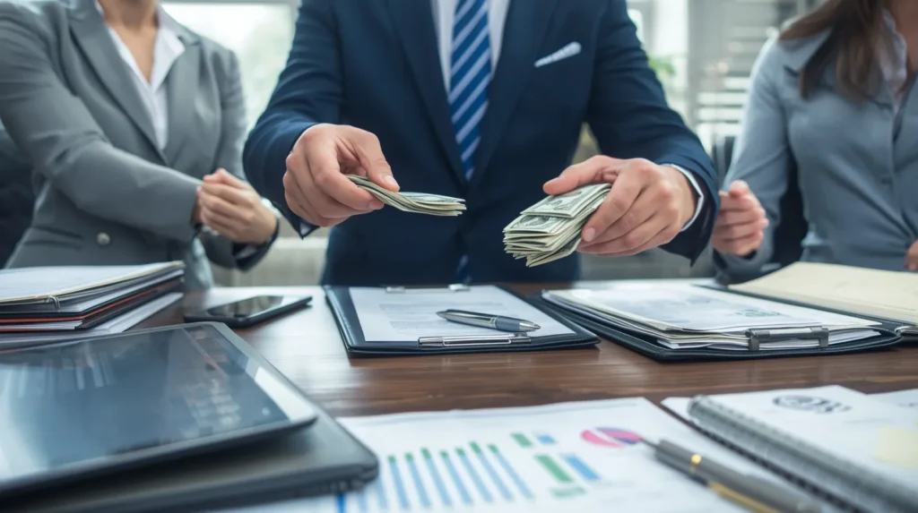 چند نفر در شرکت در حال صحبت