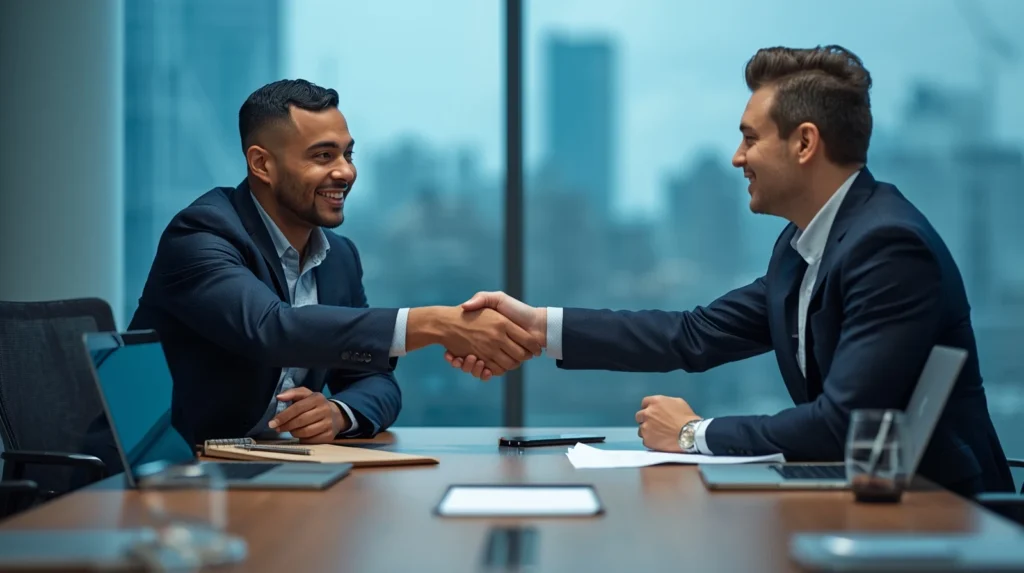 دو نفر در حال دست دادن