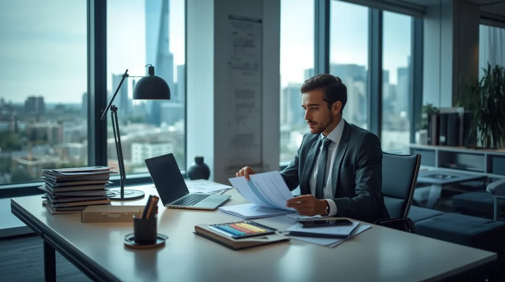 یک فرد پشت میز درحال کار کردن