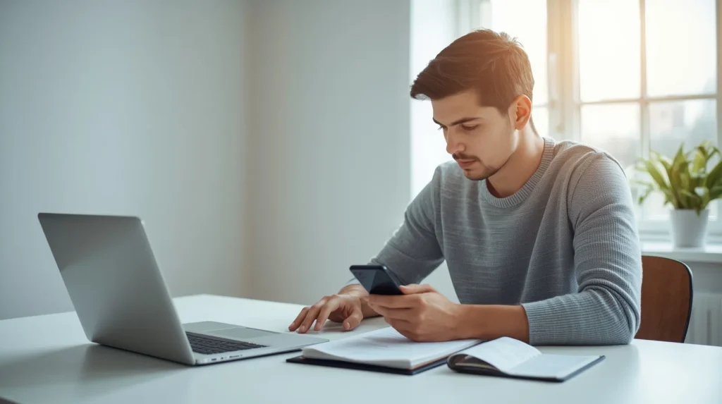 یک نفر در حال کار کردن با لب تاپ