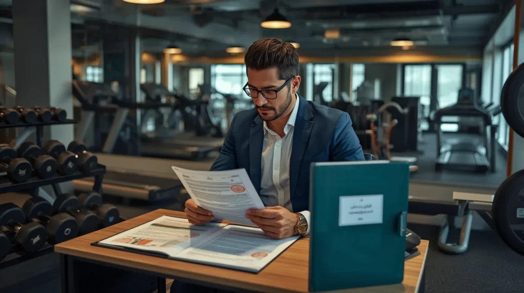 یک نفر در باشگاه ورزشی 