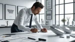 تفاوت اختراع و طرح صنعتی
تصویر یک مرد سفید پوش که در حال نقشه کشیدن برای اختراع است.